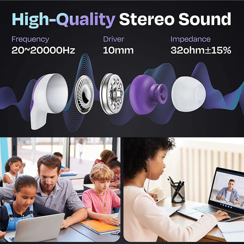 Bulk Earbuds Bits, 10 Pack of Colorful in-Ear Earbuds, 3.5mm Stereo in-Ear Earphones, Bulk Earbuds, Disposable Headphones, Multi-Color Earphones f...