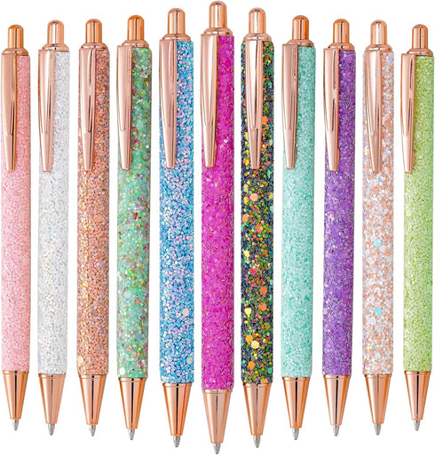 11pcs Fancy Pens Glitter Pens Cute Fun Pretty Pens Metal Retractable Ballpoint Pens Cool Pens for Women Teacher Writing Business Office Gift Suppl...