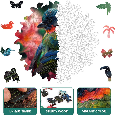 Wooden Puzzles for Adults,Bird Wooden jigsaw puzzles 200pcs,10.9x11.2in,Medium,Unique Shape Animal adult Puzzles,Irregular Wood Puzzles Creative G...