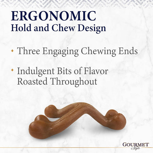 Nylabone Gourmet Style Strong Chew Wishbone Dog Chew Toy, Bacon Flavor, Small/Regular (1 Count)...