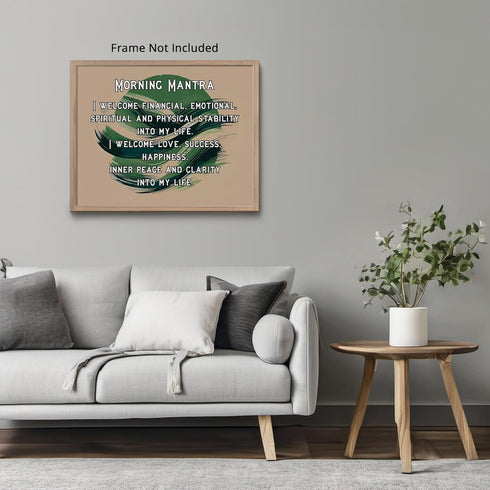 Posterizer 1 pcs-Morning Mantra for Stability and Success-Zen Spiritual Quotes-Motivational & Inspirational Art- Gift For Buddhism Meditation Fans...