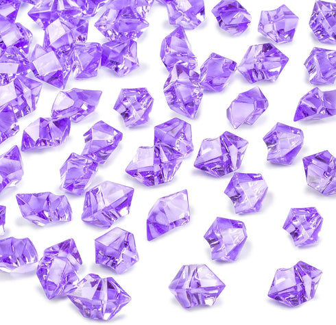 DomeStar Purple Fake Ice Rocks, 150PCS Acrylic Gems Crystals Plastic Diamonds Centerpiece for Vase Fillers Wedding Party Table Scatter...