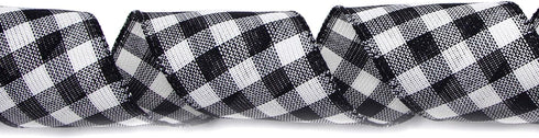Ribbli Black and White Wired Ribbon, Buffalo Plaid Ribbon 2-1/2 Inch x Continuous 10 Yard,Burlap Ribbon for Big Bow,Wreath,Tree Decoration,Outdoor...