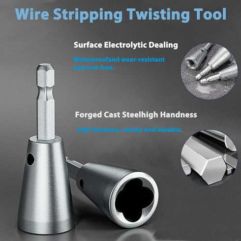 Wire Twister Tool for Drill, 2 PCS Wire Stripper Tool Wire Twister Tool, Electric Wire Twister Tool for Drill, 6mm Hex Shank Cable Quick Stripping...