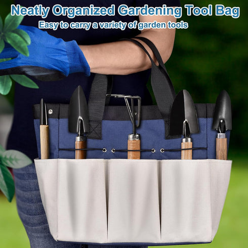 Gardening Tools Bag, 8 Pockets Garden Tote Storage Bag Garden Tool Kit Holder, Ideal Gardening Gifts for Women (Tools NOT Included)...