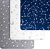 Fitted Unisex Crib Sheets (3 Pack) by GROW WILD - Jersey Knit Cotton Crib Sheets for Boys or Girls, 52” x 28” x 9” Crib Bedding Set (Moon, Stars a...