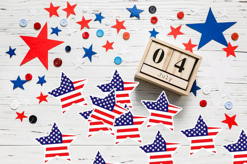 250 American Flag Star Stickers - Patriotic American Flag Star-Shaped Stickers for 4th of July, Memorial Day, and Veteran's Day...