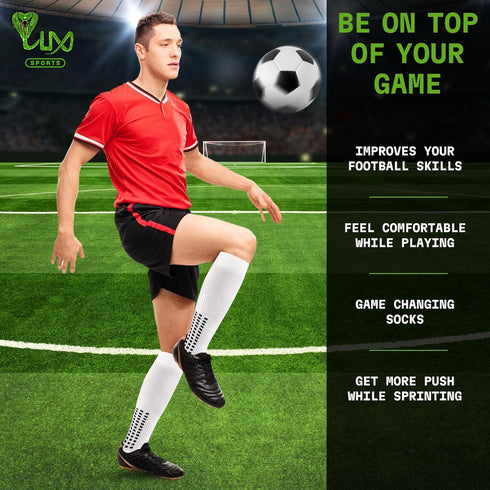 LUX Anti Slip Soccer Knee Socks,Non Slip Football/Basketball/Hockey Sports Grip Socks...