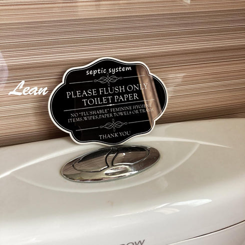 Do Not Flush Rules Bathroom Signs,RAMIEYOO Designer Sign For Septic Systme,Please Flush Only Toilet Paper,Great for Home,Business or RV,Cabin (Bla...