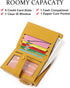 Small Wallet for Women,Leather RFID Blocking Wallets,Bifold Ladies Wallets Card Holder Zipper Coin Pocket with ID Window Yellow...