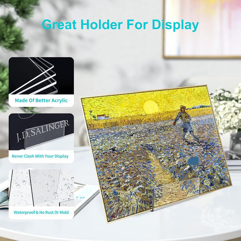 Acrylic Book Stand with Ledge,4PC 4 Inch Clear Acrylic Display Easel Transparent Display Stand Holder Tablet Holder for Displaying Books,Magazine,...