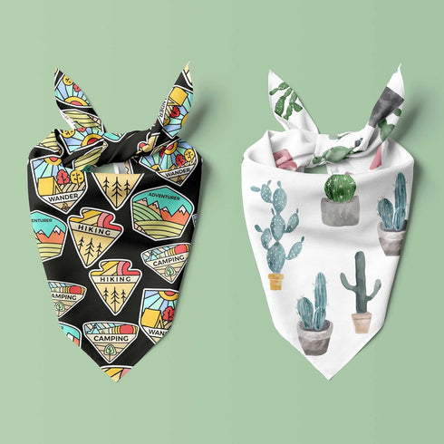 BARKLOOM Dog Bandana - Arizona Detour Set - Black & White Dog Outfit with Adventure & Cactus Themes - Elegant Dog Accessories for Your Beloved Pet...