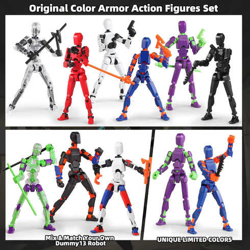 T13 Action Figure Set?6PCS Robot 13 Action Figure Dummy 3D Printed Toy Articulated Lucky for Modeling Collector Birthday Gift for Kid 3-8 Year?Req...
