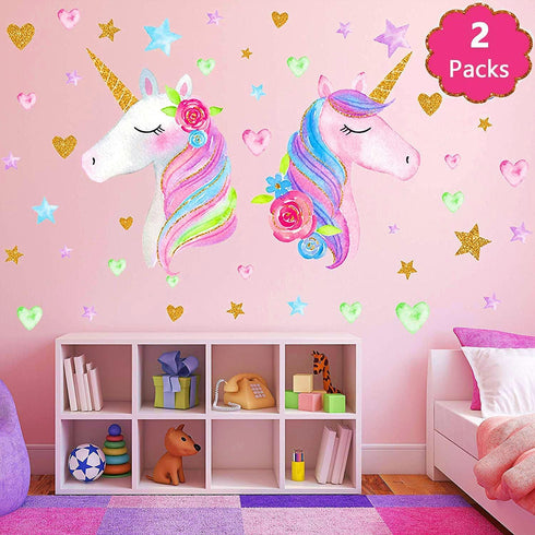 Unicorn Wall Decal,Large Size Unicorn Wall Sticker Decor for Gilrs Kids Bedroom Birthday Party...