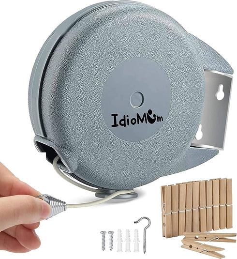 Retractable Clothesline Indoor Outdoor Heavy Duty 40 Feet - PVC Clothes Line Retracting - Clothesline with Wall Mount - Retractable Laundry Line f...