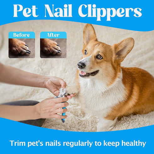 6 PCS Grooming Kit for Dogs Cats Comb Deshedding Dog Brush Pet Knot Opener Cleaning Slicker Brush Nail Clipper Toothbrush Pet Hair Removal Tool Wa...
