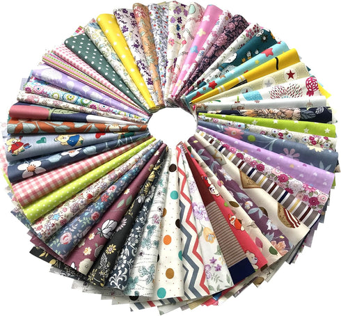 Misscrafts 50pcs 10x10 Inches Cotton Quilting Fabric Craft Supplies Top Fat Quarter Bundles Floral Precut Fabric Square for DIY Craft Patchwork...