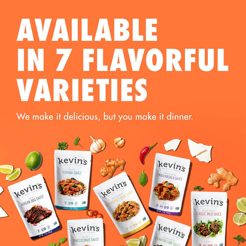Kevin's Natural Foods Paleo Simmer Sauce Variety Pack - Stir-Fry Sauce, Gluten Free, No Preservatives, Non-GMO - 3 Pack (Teriyaki/Thai Coconut/Kor...