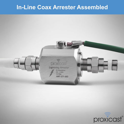 Proxicast Coaxial Lightning Arrester/Suppressor with 75 Ohm F Female Connectors - Pro-Grade Coax Cable Surge Protector for Television (TV) / Satel...