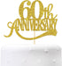 Gold Glitter 60th Anniversary Cake Topper - for Happy 60th Wedding Anniversary / 60th Birthday Party/Cheers to 60 Years Party Decorations...