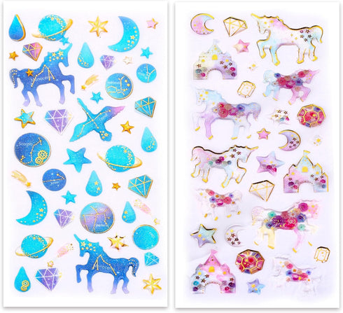 Cute Craft Stickers, Aesthetic Glitter, Tear-Resist, Waterproof Decals for Laptop, Water Bottle, Hydroflasks, Scapbooking, Planner Pack for Teens,...