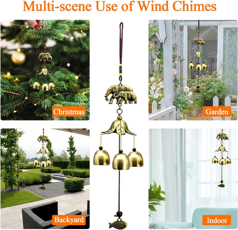 Wind Chimes for Outside, Metal Elephant Windchimes Deep Tone for Patio Decoration & Zen Atmosphere, Garden Decor.Memorial Wind Chimes Great a Gift...