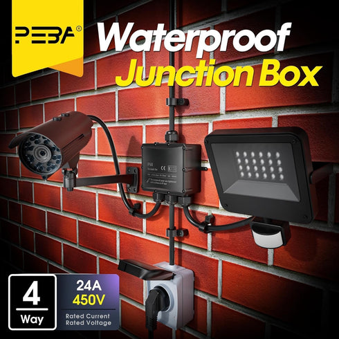 IP68 Waterproof Junction Box, 4-Way Outdoor Cable Connectors with 4 Cable M25 Gland Wire Connector Electrical Junction Box for 4-14 mm Diameter Ca...
