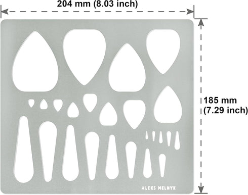 Aleks Melnyk No.205 Metal Stencil for Jewelry, Shape Earring Teardrops Cutouts Stencil, Lapidary Template for Cabochons, Tear Drop, Jewelry making...
