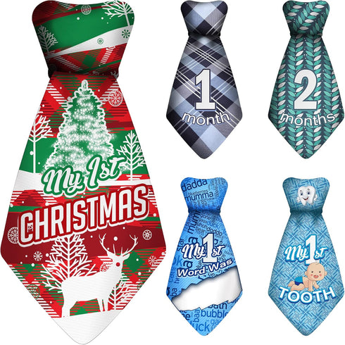 Baby Monthly and Holiday Milestone Sticker Ties by TurtleSurfers, A Stylish Baby Month Stickers Set for Baby Boys | 20 Different Designs Including...