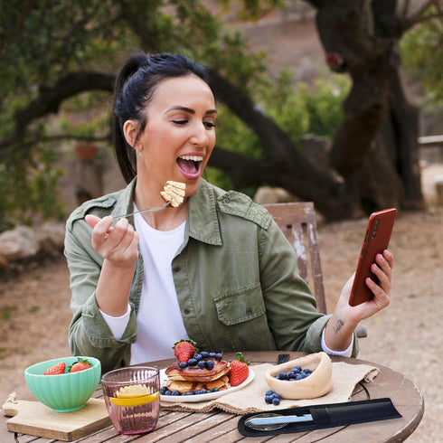 PortableAnd Travel Cutlery 3 PCS Camping Utensil Set with Spoon, Fork, Knife & Bottle Opener Best Gift for Travel, Outdoor Backpacking Flatware wi...