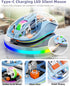 Unique Transparent Bluetooth Mouse with USB & Type-C Two Receiver, Small Portable Wireless Rechargeable Mice for MacBook/pc/iPad/Laptop and Multi ...