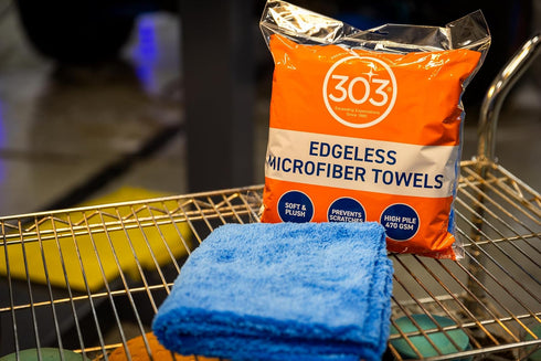 303 Products Edgeless Microfiber Towels for Car Detailing, Home Cleaning- 3 Pack Premium Reusable Edgeless Microfiber Cleaning Cloths Stitch-Free...