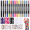 Temporary Tattoo Markers for Skin,15PCS Dual-Ended Tattoo Pen + 50 Paint Stencils + 43 Tattoos Stickers,Glitter & Matte & Neon Glow Body Marker Se...