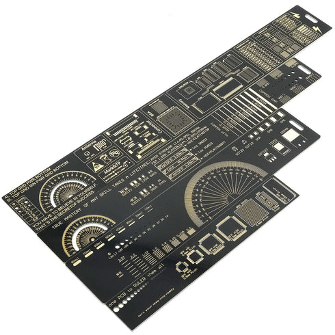 3PCS/4PCS 15cm 20cm 25cm 30cm Multifunctional PCB Ruler Measuring Tool Resistor Capacitor Chip IC SMD Diode Transistor Package 180 Degrees (4pcs/l...