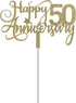 ALPHA K 50th Anniversary Cake Topper, 50th Wedding Anniversary Party Decoration with Premium Gold Glitter...