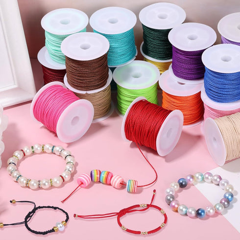 Cridoz 20 Rolls Wax String for Bracelet Making, Waxed Thread Bracelet Cord, Waxed Polyester Cord Bracelet Rope for DIY Bracelets, Necklace and Mac...