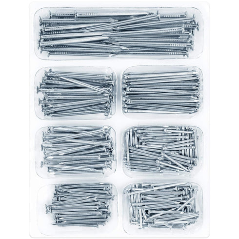 400pcs Hardware Nails Assortment Kit, Picture Hanging Nails, Galvanized Nails, Small Nails for Hanging Pictures, 7 Size Assortment for Finish Nail...