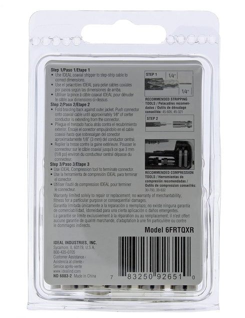 IDEAL Electrical 92-651 RTQ XR RG-6 Reg/Tri/Quad Compression F-Connector, (Card of 10), Silver...
