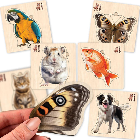 QUOKKA Realistic Wooden Puzzles for Toddlers 1-3 Year Old - 15x15 Inches Kids Puzzles Ages 2-4 - Birds, Animals, Fish, Butterfly Montessori Toddle...