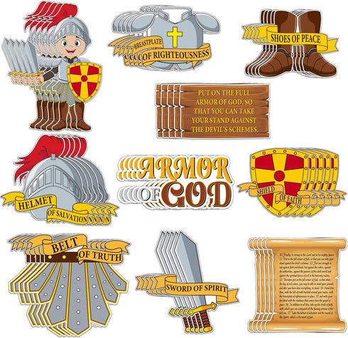 50 Pcs Armor of God Cutouts for Kids Books of The Bible Religious Bulletin Board for Sunday School Religious Classroom Decorations Medieval Childr...