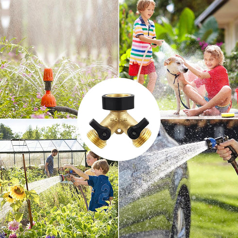 Heavy Duty Garden Faucet Splitter Hose Splitter with Shut-Off Valves Garden Hose Splitter Y Splitter Connect Faucet for Outdoor Garden Irrigation ...