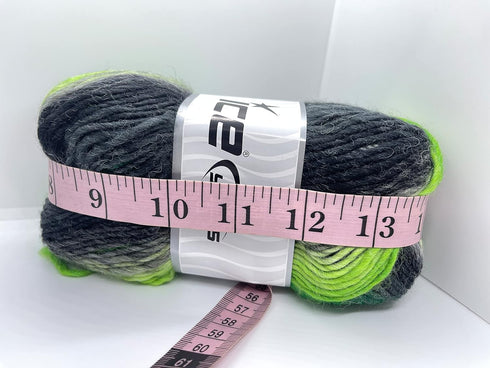 Ice Yarns Lana Bella Self-Striping Acrylic Wool Blend Yarn - 3.53 Ounces (100grams) 273 Yards - Greens, Greys, Black...