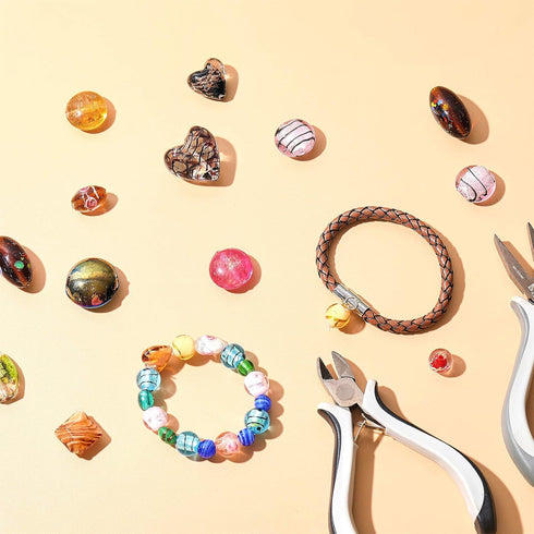 Hicarer 100 Pieces Assorted Glass Beads for Jewelry Making Adults, Large and Small Mixed Shaped Glass Beads Bulk for DIY Necklaces Bracelets, Craf...