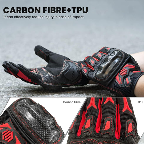 ILM Motorcycle Motocross Cycling Off-Road Dirt Bike Gloves for Men Women Touchscreen Hard Knuckle ATV MTB Guantes (Red, M)...