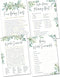 Baby Shower Games for Boy or Girl - Set of 4 Games for 30 Guests - Double Sided Cards - Floral Greenery Eucalyptus Flowers...