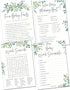 Baby Shower Games for Boy or Girl - Set of 4 Games for 30 Guests - Double Sided Cards - Floral Greenery Eucalyptus Flowers...