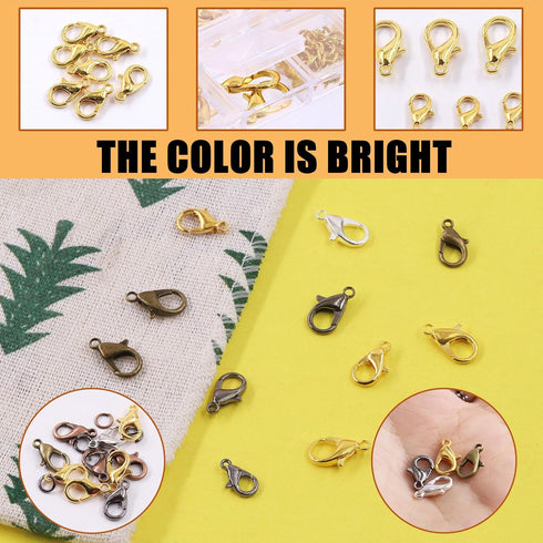 170Pcs Gold Lobster Claw Clasps with Open Jump Rings Kit, 10mm, 12mm, 14mm, 16mm, 18mm Alloy Small Jewelry Clasps Lobster Clasps and 6mm Jump Ring...