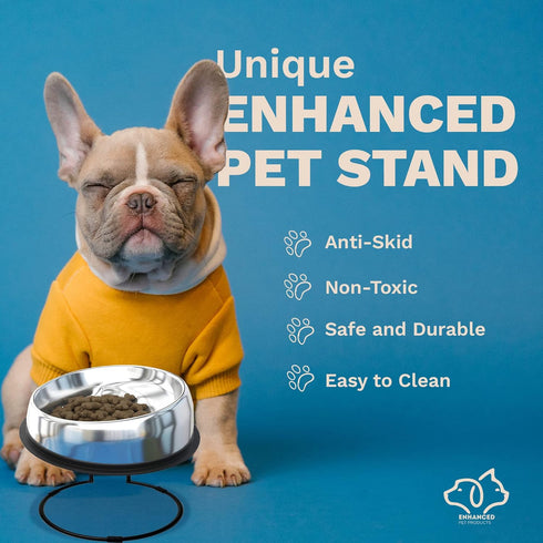 Enhanced Pet Bowl Stand - New Anti-Skid Feature - Dog and Cat Bowl Stand Exclusively for Use with The Corresponing Size Enhanced Pet Bowl (Small)...