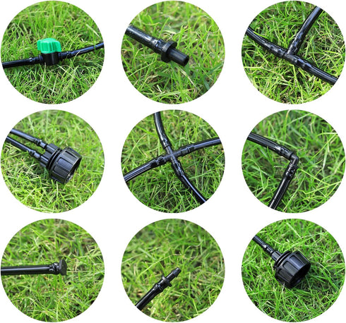 272 Pcs 1/4" Barbed Fittings Kit, 3/4'' to 1/4'' Hose Adapter,Straight Barbs,Tees,Elbows,End Plug,4-Way Coupling for Repair Drip Irrigation Fittin...