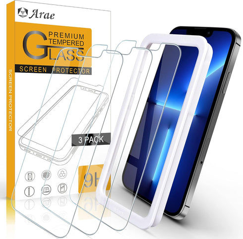 Arae Screen Protector Compatible with iPhone 13 Pro Max / 14 Plus, HD Tempered Glass Anti Scratch Work with Most Case, 6.7 inch, 3 Pack......